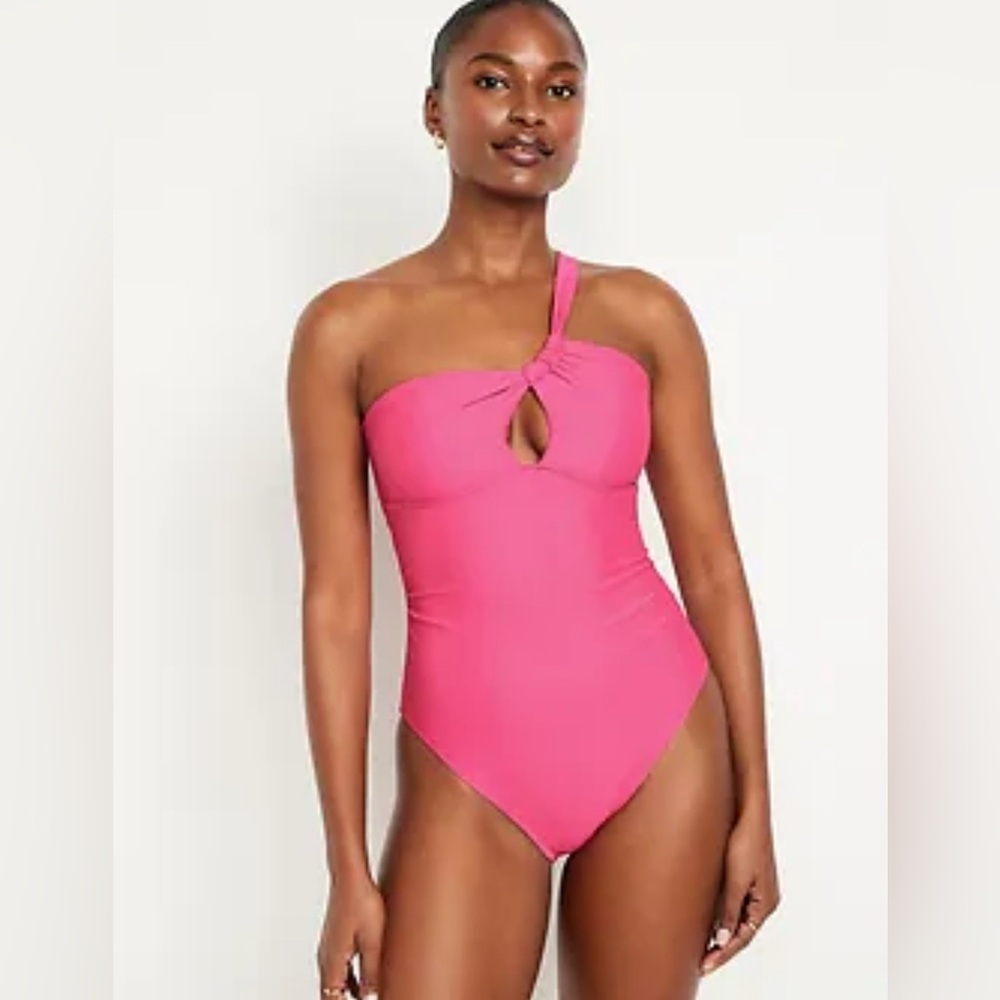 New Pink One-Shoulder Swimsuit